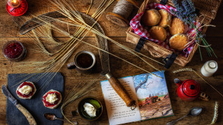 Bread foods book coffee teapot - a storybook illustration free wallpaper