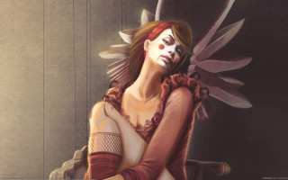 Woman bird knife fantasy digital - her head and a bird free wallpaper