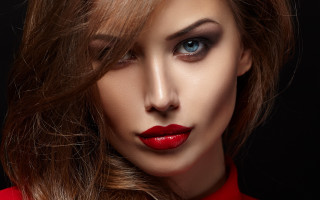 Woman red lipstick red dress - red lipstick free wallpaper