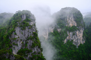 Mountain foggy sky trees volumetric - a few mountain free wallpaper for desktop