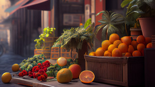 Fruit basket table outdoor photorealism - photorealistic imagery free wallpaper