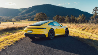 Yellow sports car mountain road - free 3d render wallpaper