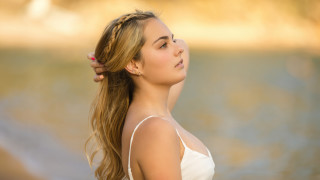 Woman long hair water portrait - american barbizon school free wallpaper