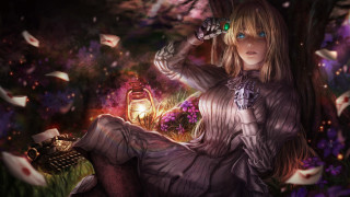 Gothic flower field woman lantern - a lantern free wallpaper