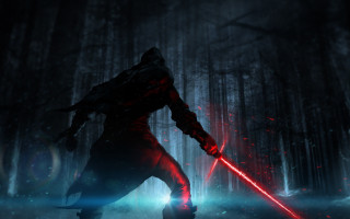 Dark forest lightsaber glowing starry - a light saber free wallpaper for desktop