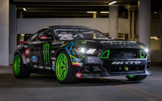 Black mustang green wheels parking - a parking garage free wallpaper