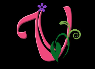 Pink green letter flower leaf - letter free wallpaper