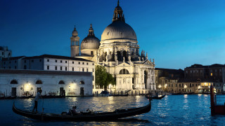 Boat dome building cityscape night - canaletto free wallpaper