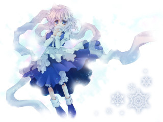 Girl blue dress snow portrait - a blue dress free wallpaper for desktop