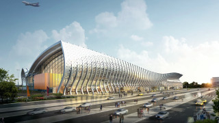 Hypermodern building glass facade bridge - hypermodernism free wallpaper for desktop