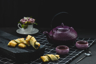 Purple teapot plate food pastel - byeon sangbyeok free wallpaper