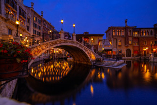 Bridge river building night lights 3 - free valentines wallpaper