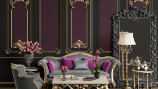 Living room couch chair table 9 - rich deep color free wallpaper