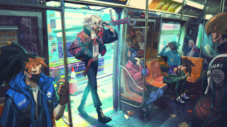 Subway cyberpunk group microphone bandages - cyberpunk style free wallpaper