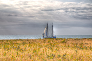 Sailboat cloudy day tall grass - ann thetis blacker free wallpaper for desktop