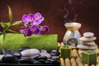 Spa candle towel flower rocks - bracha l. ettinger free wallpaper