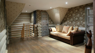 Living room couch staircase wooden - free architecture wallpaper