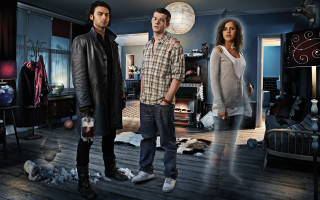 Man woman room fireplace lamp - the wall behind them free wallpaper