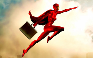 Flying man red suit briefcase - a red suit free wallpaper