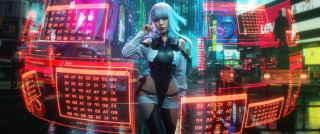 Futuristic city neon cyberpunk woman - a futuristic background free wallpaper