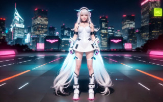 City night neon cyberpunk portrait - rossdraw global illumination free wallpaper