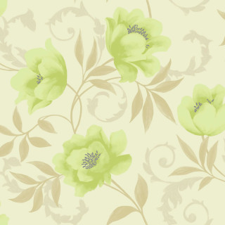 Floral wallpaper green flowers cream - a floral wallpaper free wallpaper