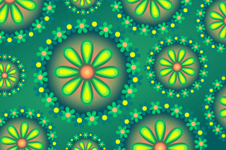 Green yellow flower pattern psychedelic - a green center free wallpaper for desktop