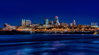 City skyline night bridge water 11 - a body of water in front free wallpaper for desktop