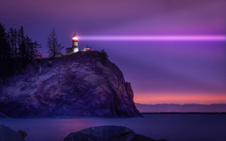Lighthouse rock purple sky purple - free other wallpaper for desktop