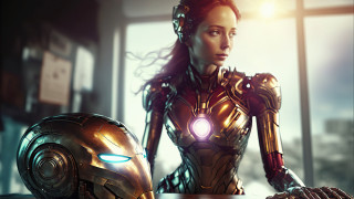 Woman armor robot table photorealism - artstation hq free wallpaper for desktop