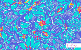 Blue red flower pattern white - claire hummel free wallpaper