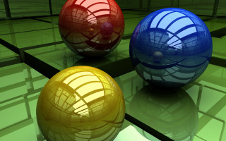 Three balls reflective surface green - reflective free wallpaper