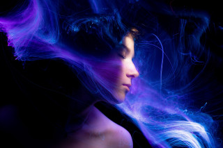 Blue hair purple smoke holography - swirl free wallpaper