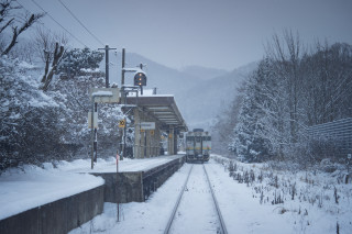 Train station snowy winter tilt - the track free wallpaper