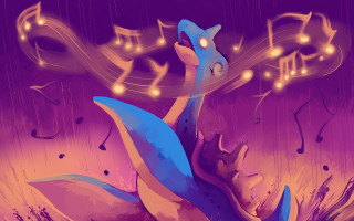 Blue dragon music notes purple - dragon free wallpaper
