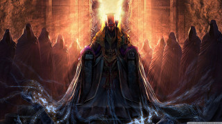 Man throne flames water painting - elden ring free wallpaper