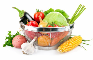 Metal colander fresh vegetables white - fresh free wallpaper