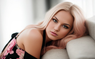 Blonde woman laying couch floral - anna maria barbara abesch free wallpaper for desktop