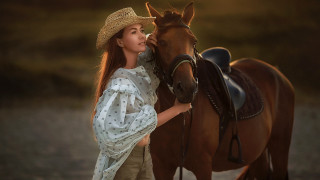 Woman hat petting horse cinematic - the horse free wallpaper