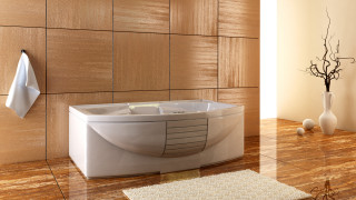 Bathroom wooden floor white bathtub - alesso baldovinetti free wallpaper