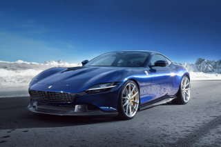 Blue sports car mountains snow - the mountain free wallpaper