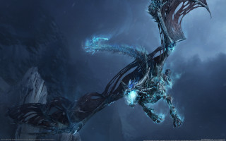 Blue dragon glowing dark sky - a dragon free wallpaper for desktop