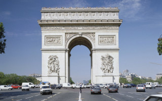 Large white arch cars clouds - side and a sky background free wallpaper for desktop