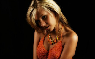 Orange top necklace fashion photography - her neck and a necklace free wallpaper