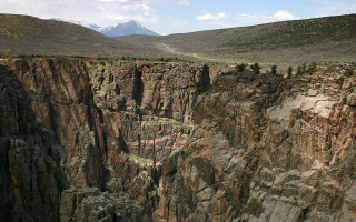 Canyon mountain valley trees bridge - sense of awe free wallpaper