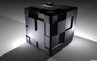 Black cube raytraced abstract ambient - the floor behind free wallpaper