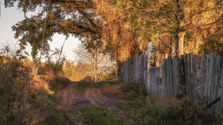 Dirt road wooden fence autumn - free other wallpaper for desktop