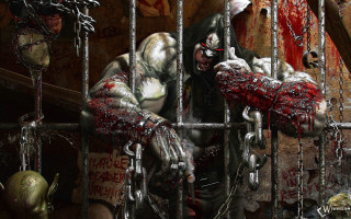 Man cage blood face hands - a bloody hand free wallpaper