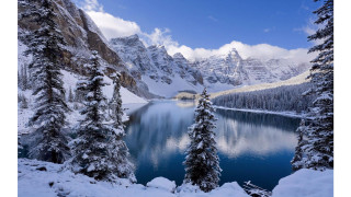 Lake snowy mountains forest bob - a mountain range free wallpaper