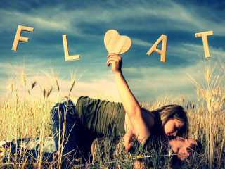 Woman laying field float heart - chalk art free wallpaper